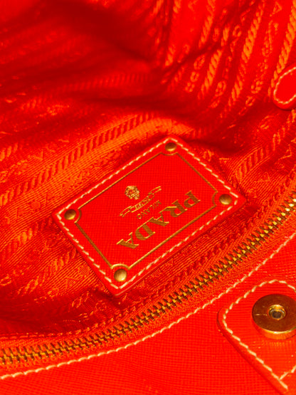 PRADA ORANGE NYLON TOTE BAG