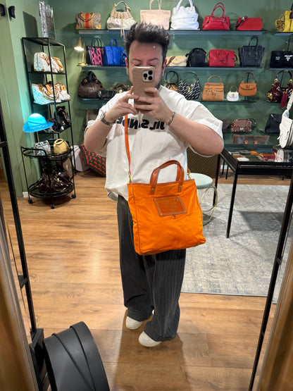 PRADA ORANGE NYLON TOTE BAG