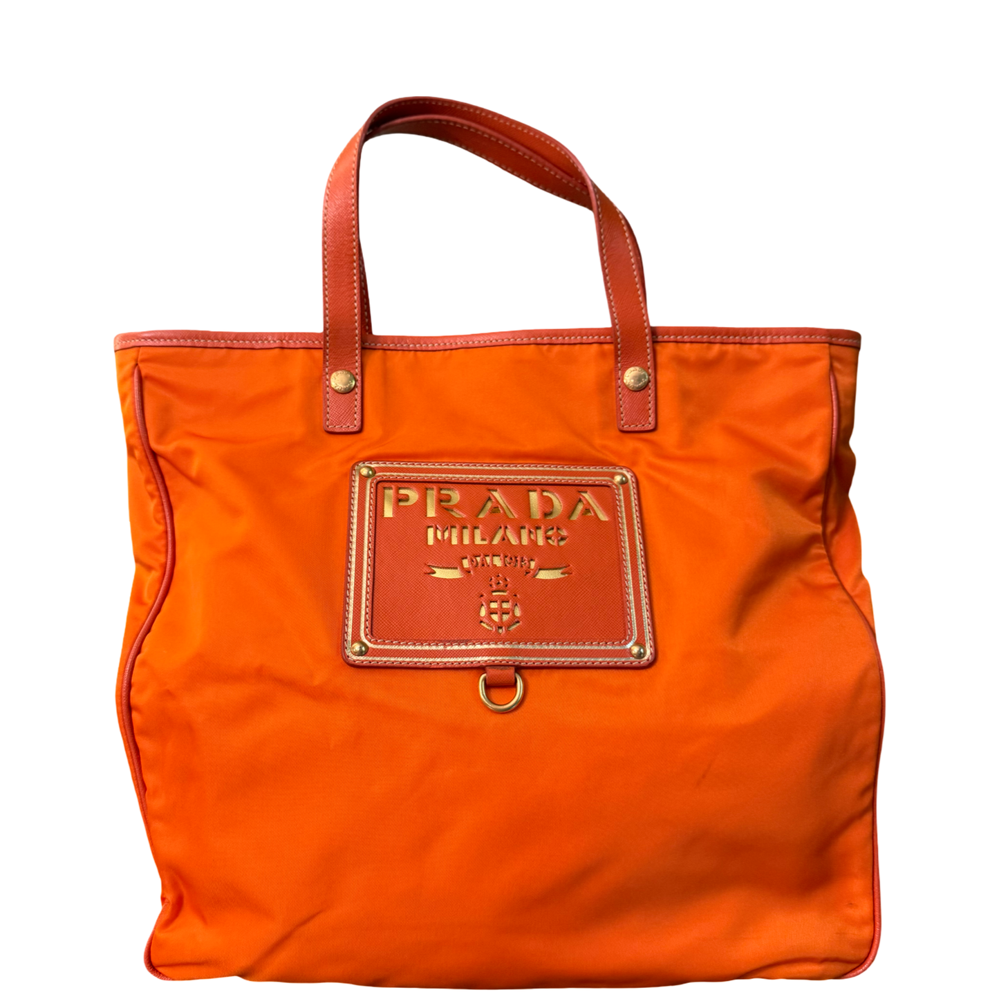 PRADA ORANGE NYLON TOTE BAG
