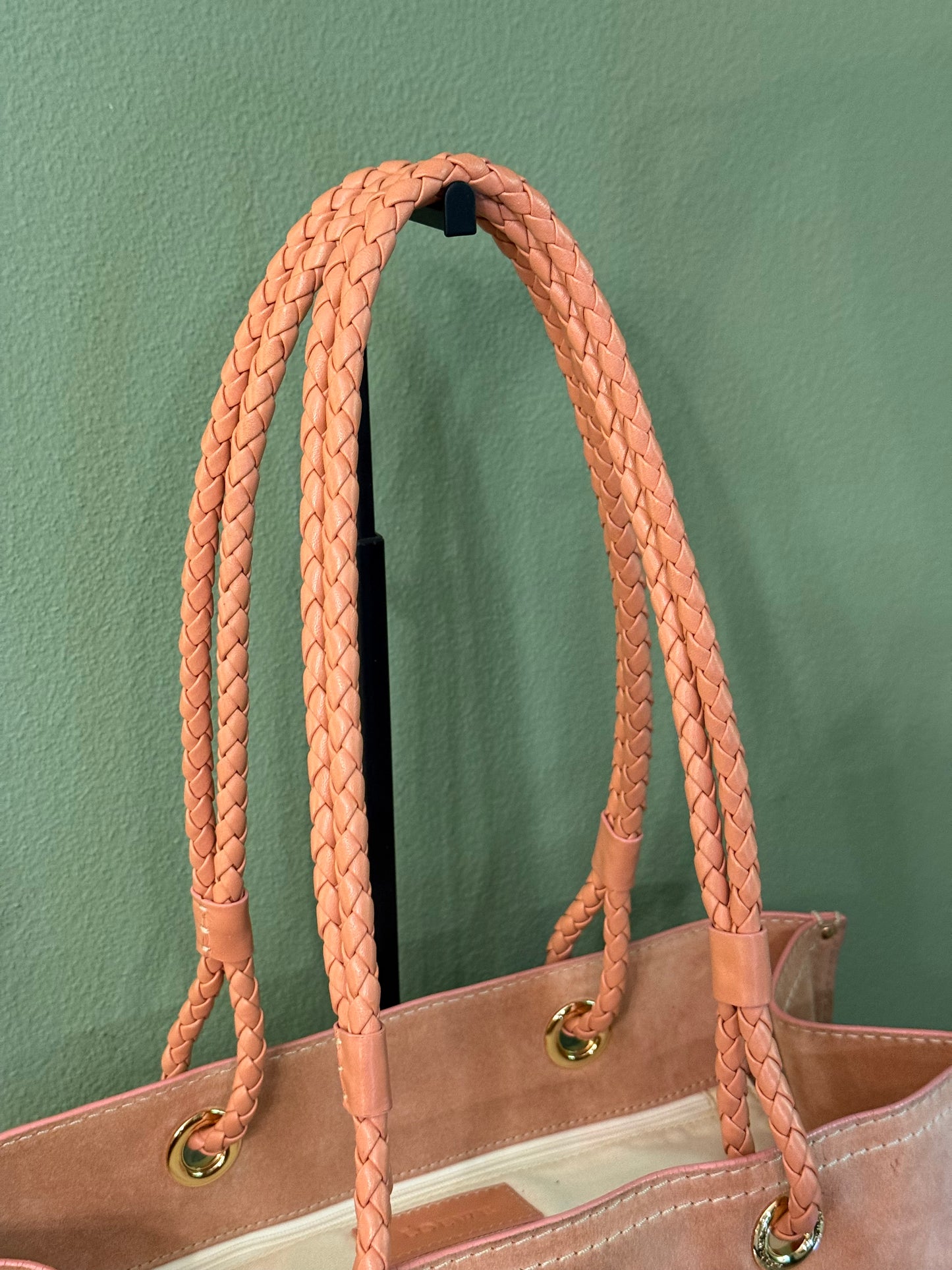 LOEWE PINK SUEDE CROWN LOGO SHOPPING TOTE