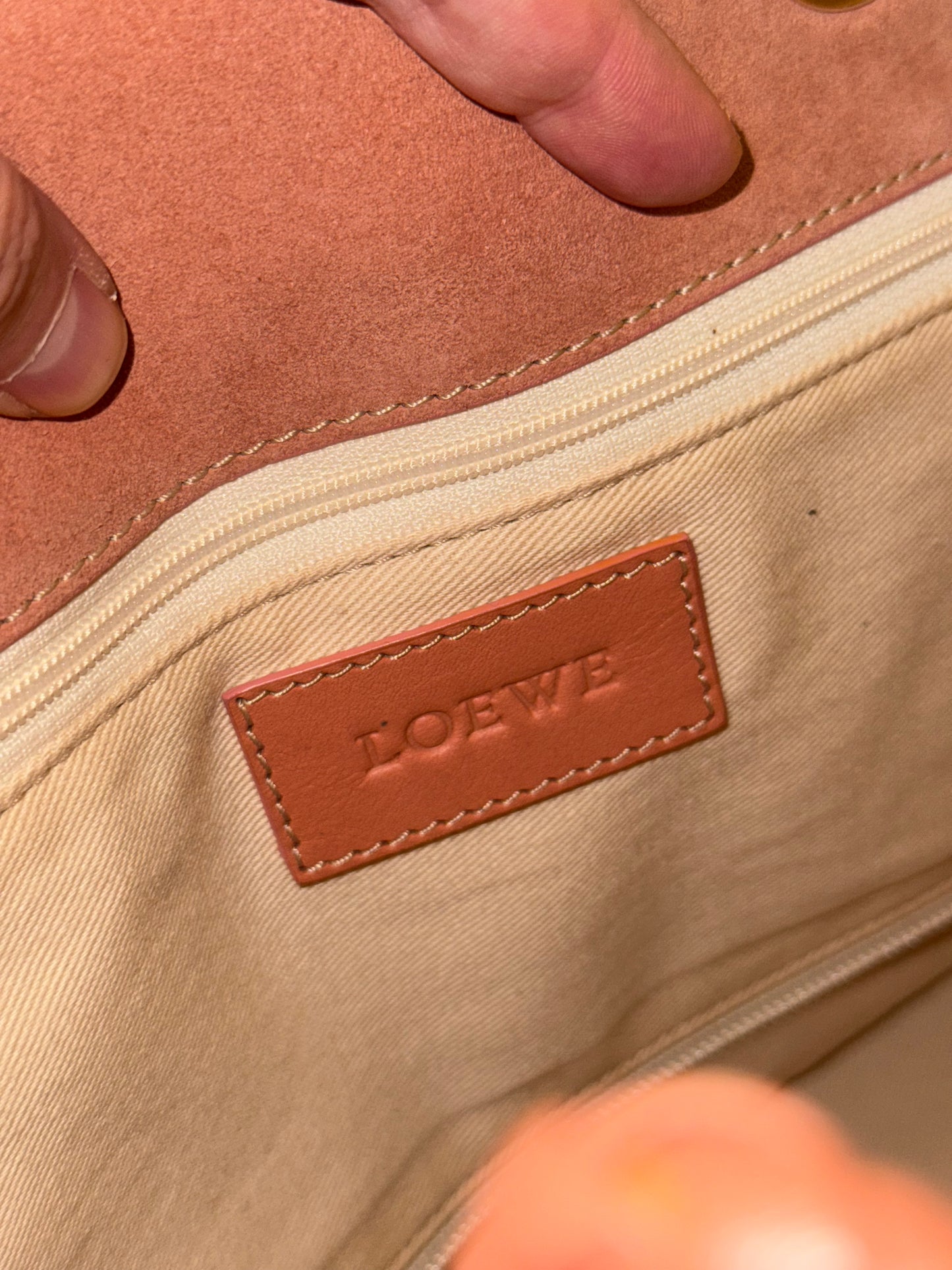 LOEWE PINK SUEDE CROWN LOGO SHOPPING TOTE