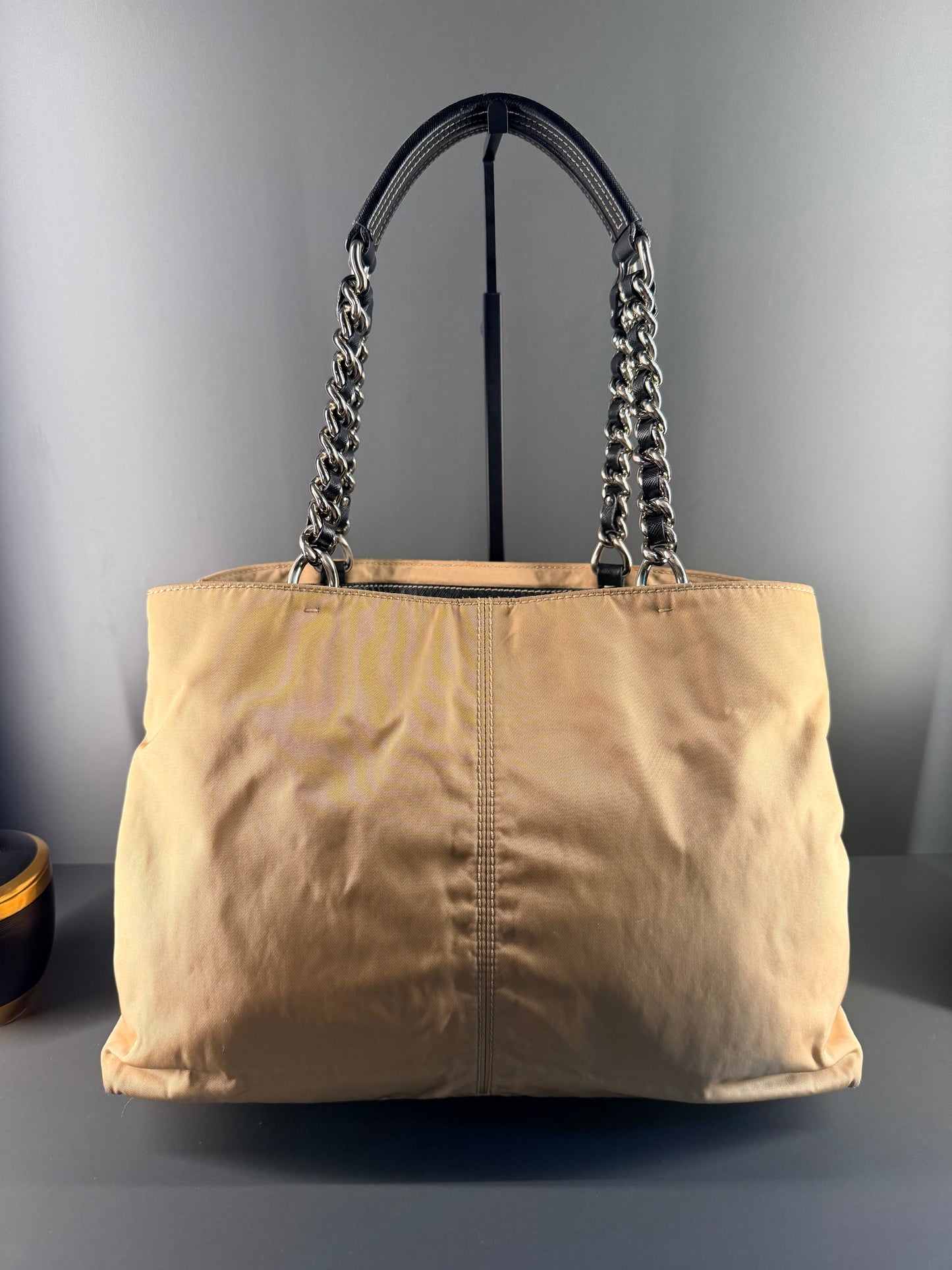 PRADA BEIGE NYLON MEDIUM SHOPPING TOTE