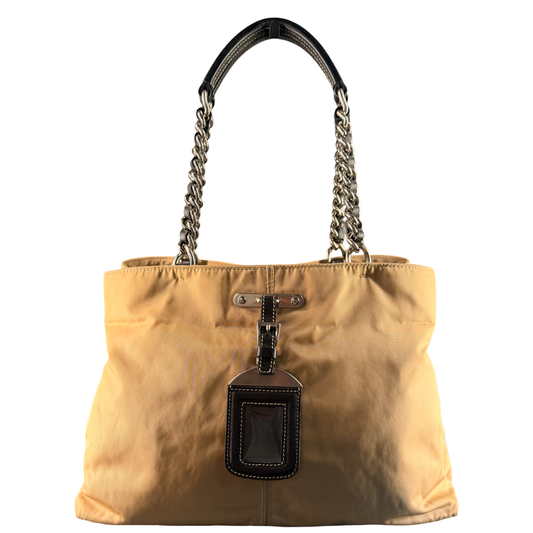 PRADA BEIGE NYLON MEDIUM SHOPPING TOTE
