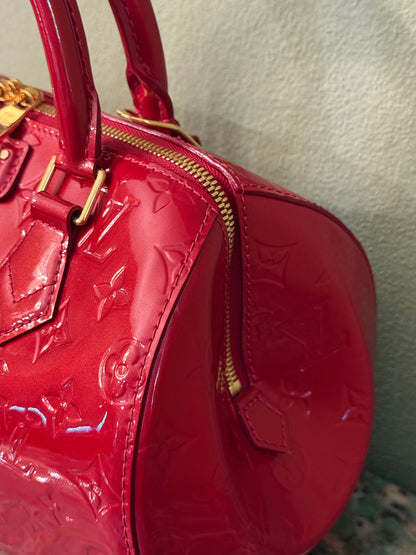 LOUIS VUITTON RED MONOGRAM VERNIS MONTANA BOSTON BAG