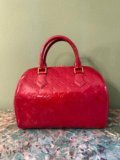 LOUIS VUITTON RED MONOGRAM VERNIS MONTANA BOSTON BAG