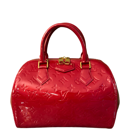 LOUIS VUITTON RED MONOGRAM VERNIS MONTANA BOSTON BAG