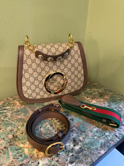 GUCCI GG SUPREME LARGE BLONDIE TOP HANDLE BAG