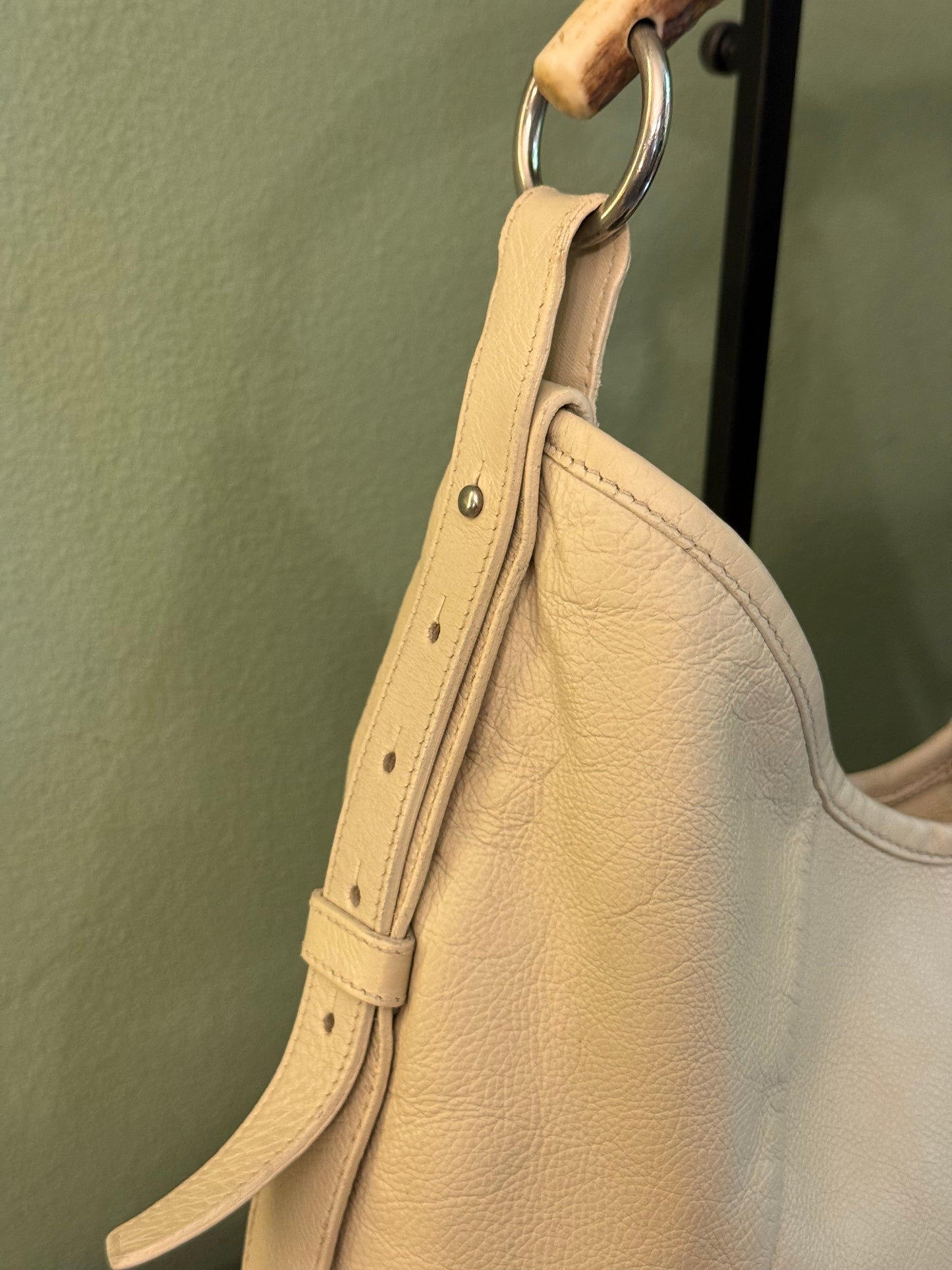 SAINT LAURENT CREAM MOMBASA HOBO BAG