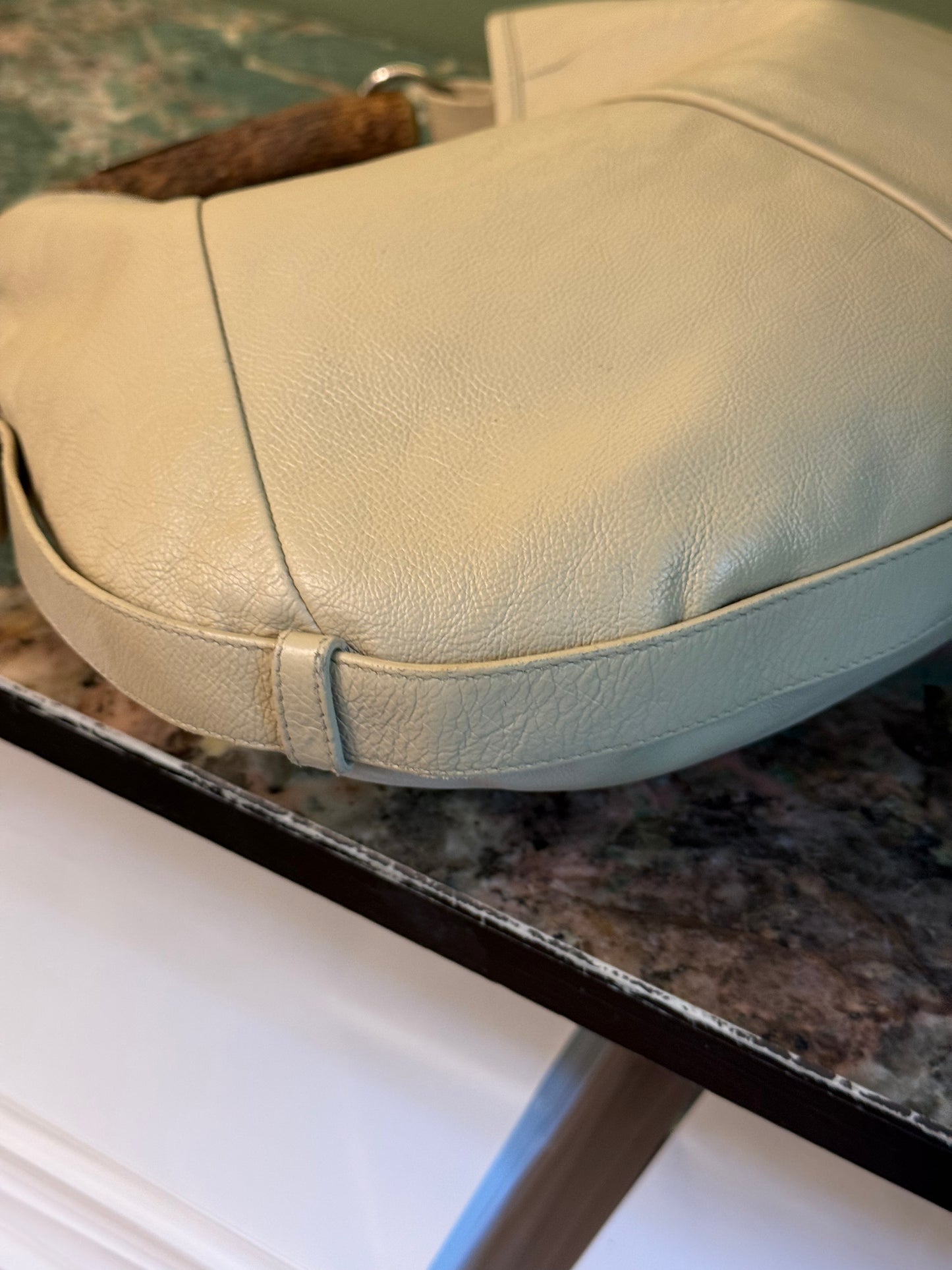 SAINT LAURENT CREAM MOMBASA HOBO BAG