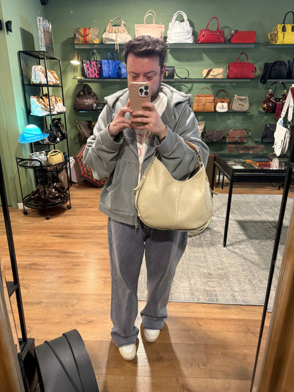 SAINT LAURENT CREAM MOMBASA HOBO BAG
