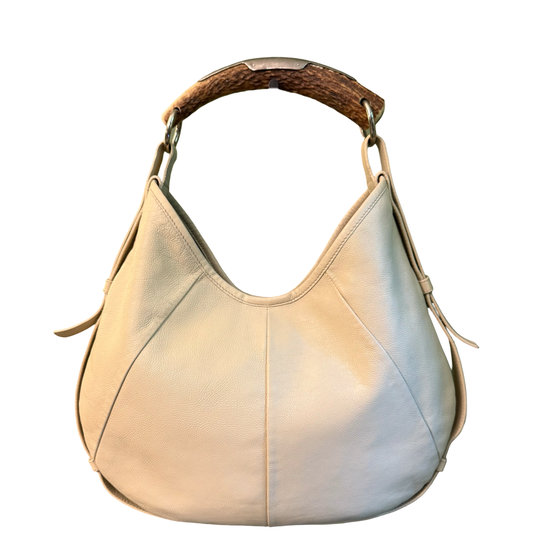 SAINT LAURENT CREAM MOMBASA HOBO BAG