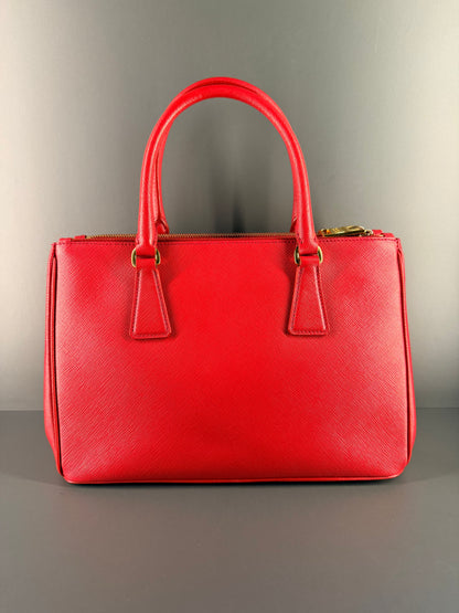 PRADA MEDIUN RED SAFFIANO GALLERIA HANDBAG