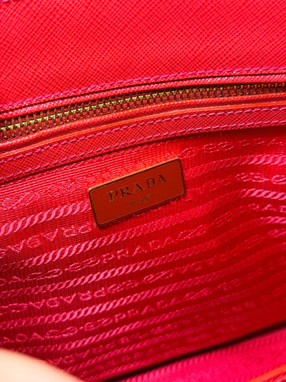 PRADA MEDIUN RED SAFFIANO GALLERIA HANDBAG