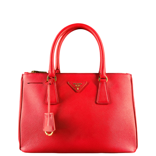 PRADA MEDIUN RED SAFFIANO GALLERIA HANDBAG