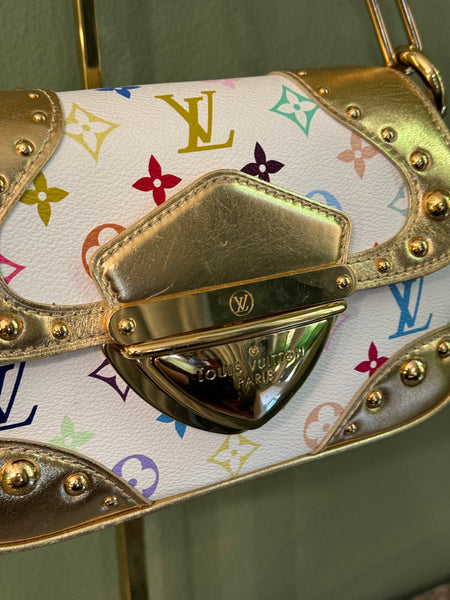 TAKASHI MURAKAMI X LOUIS VUITTON WHITE MULTICOLOR MARILYN SHOULDER BAG