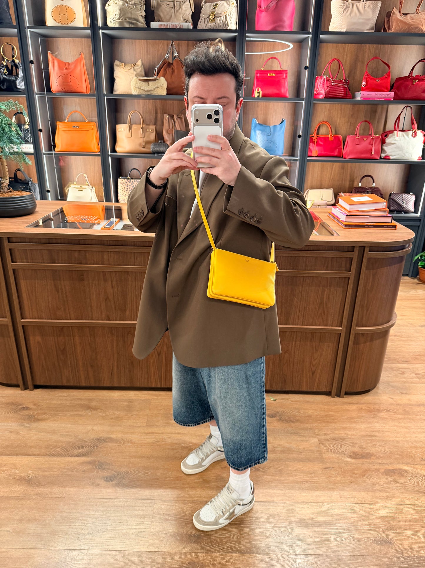 CÈLINE YELLOW SMALL TRIO CROSSBODY BAG