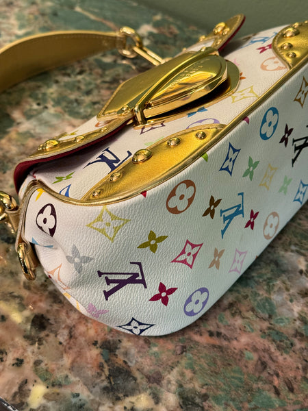 TAKASHI MURAKAMI X LOUIS VUITTON WHITE MULTICOLOR MARILYN SHOULDER BAG