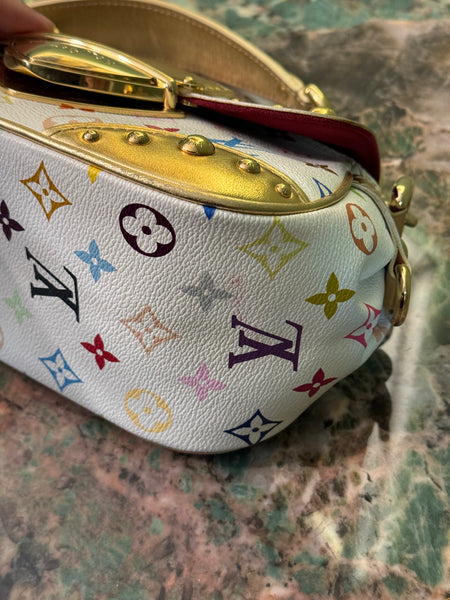 TAKASHI MURAKAMI X LOUIS VUITTON WHITE MULTICOLOR MARILYN SHOULDER BAG