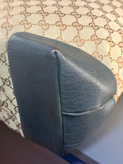GUCCI LARGE GG CANVAS INTERLOCKING CHARM TOTE