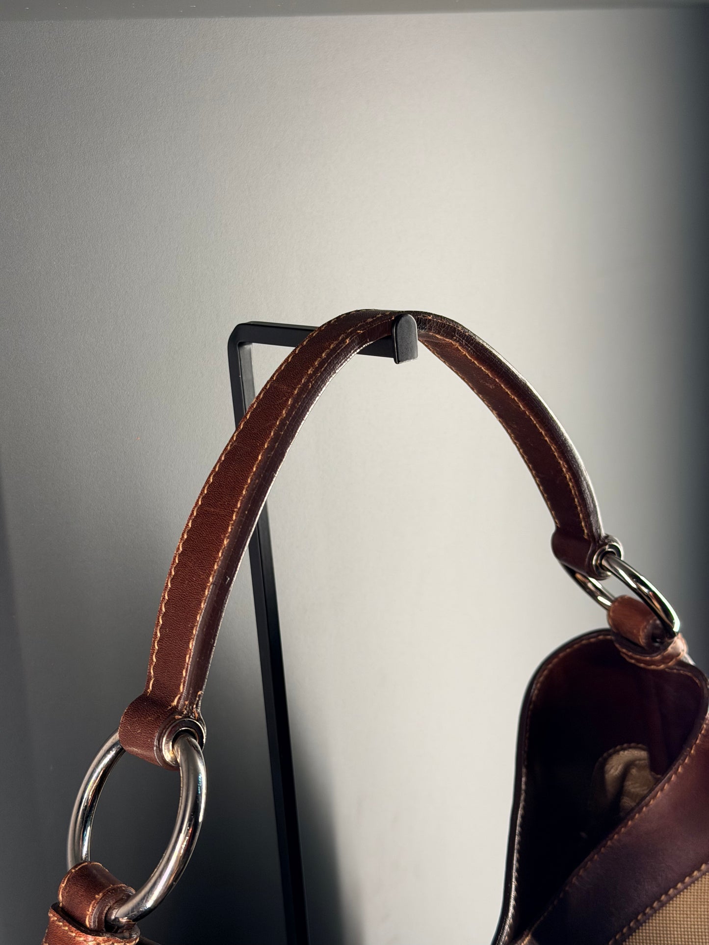PRADA BROWN MAXI LOGO HOBO BAG