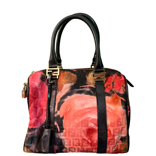 FENDI FLOWER ZUCCHINO SMALL BOSTON BAG