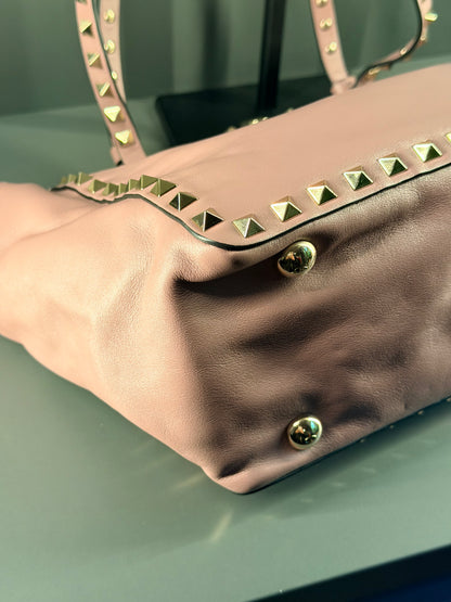 VALENTINO PURPLE SMALL ROCKSTUD SHOPPING TOTE