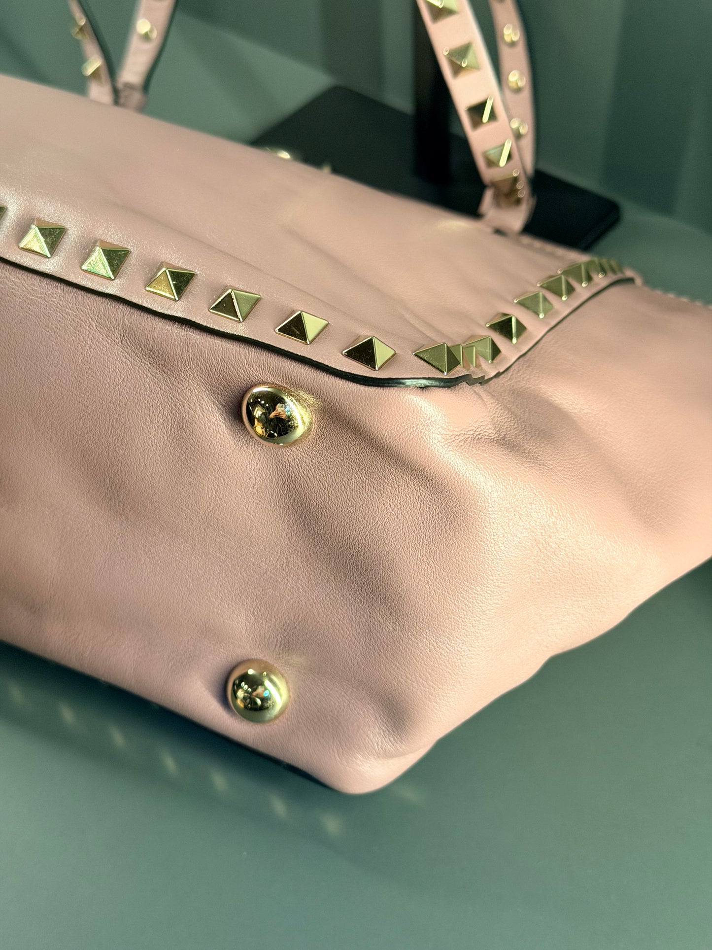 VALENTINO PURPLE SMALL ROCKSTUD SHOPPING TOTE