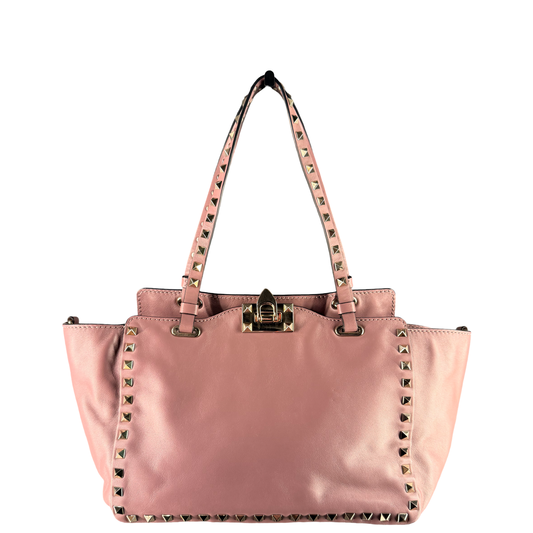 VALENTINO PURPLE SMALL ROCKSTUD SHOPPING TOTE
