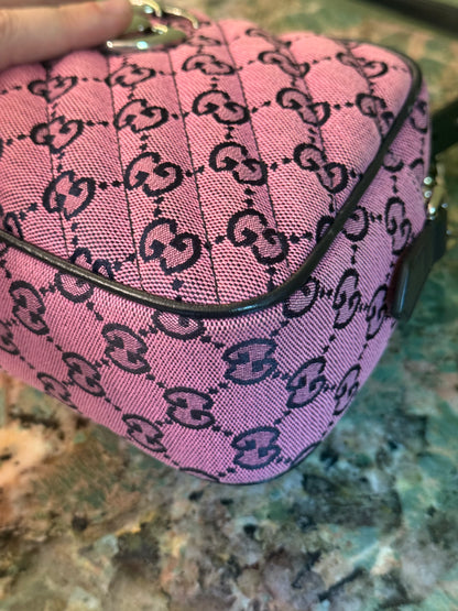 GUCCI PINK MONOGRAM MARMONT CAMERA BAG