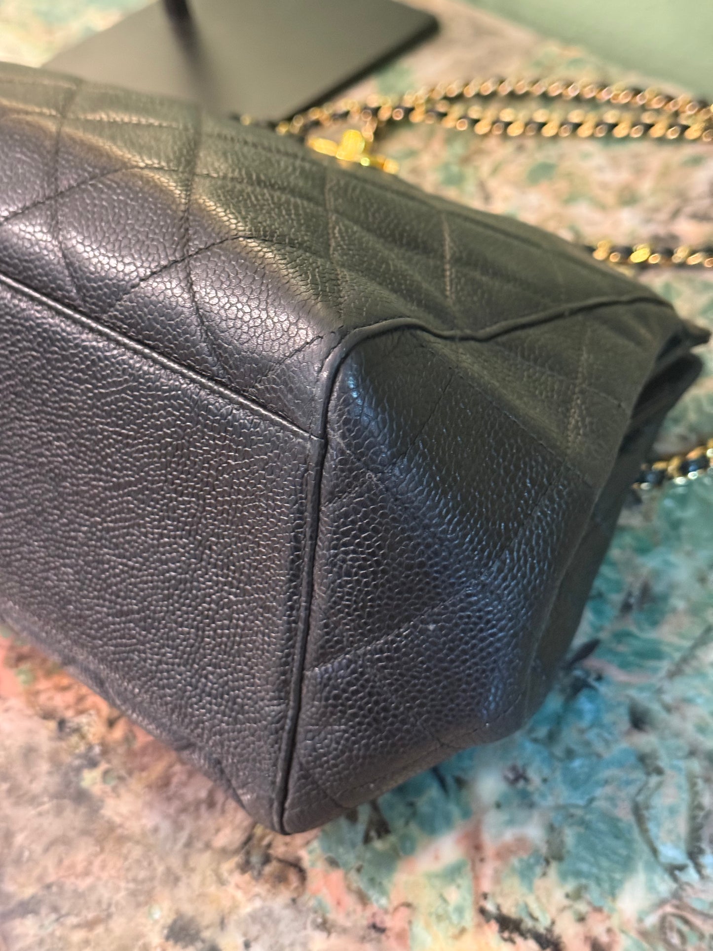 CHANEL BLACK CAVIAR SMALL SHOPPING BAG