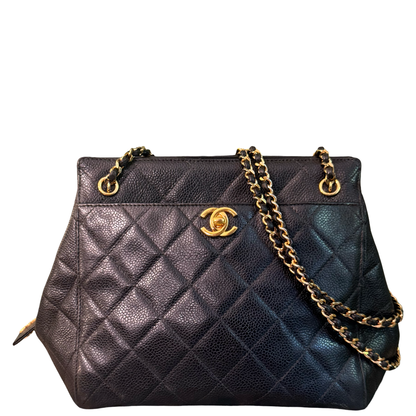 CHANEL BLACK CAVIAR SMALL SHOPPING BAG