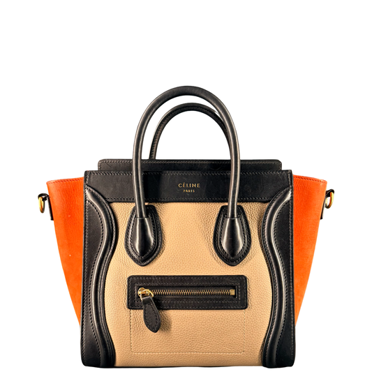 CÈLINE TRI COLOR NANO LUGGAGE CROSSBODY BAG
