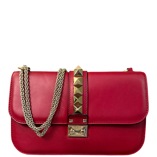 VALENTINO RED GLAMLOCK SHOULDER BAG