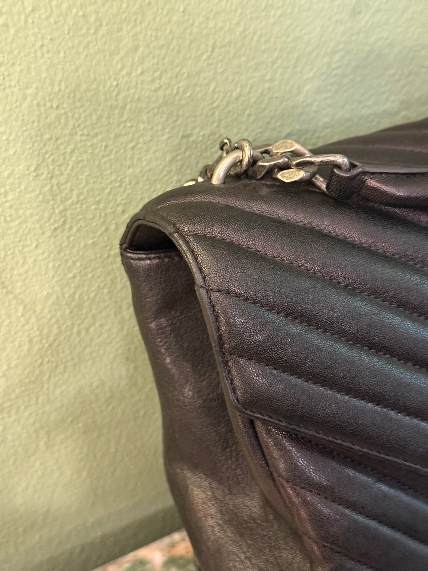 SAINT LAURENT BLACK LARGE COLLEGE SHOULDER BAG