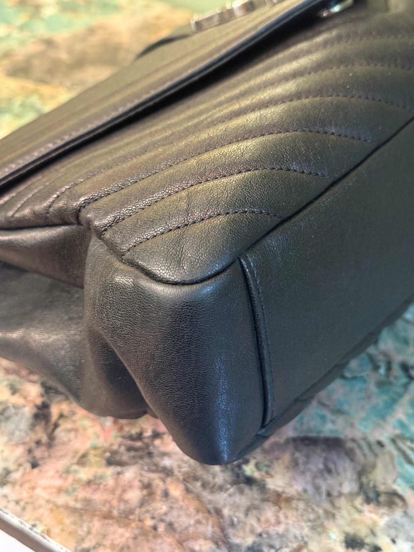 SAINT LAURENT BLACK LARGE COLLEGE SHOULDER BAG