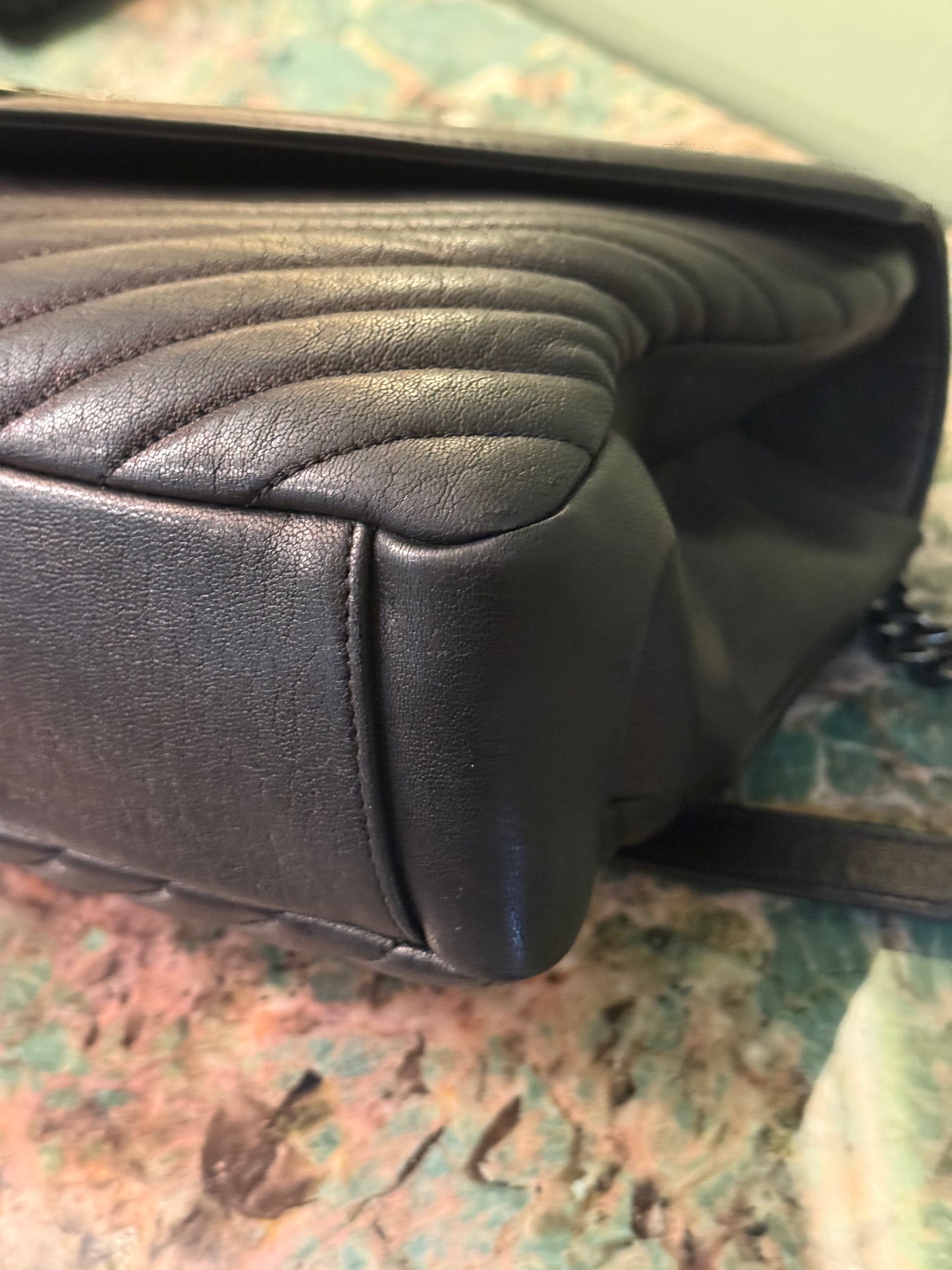 SAINT LAURENT BLACK LARGE COLLEGE SHOULDER BAG