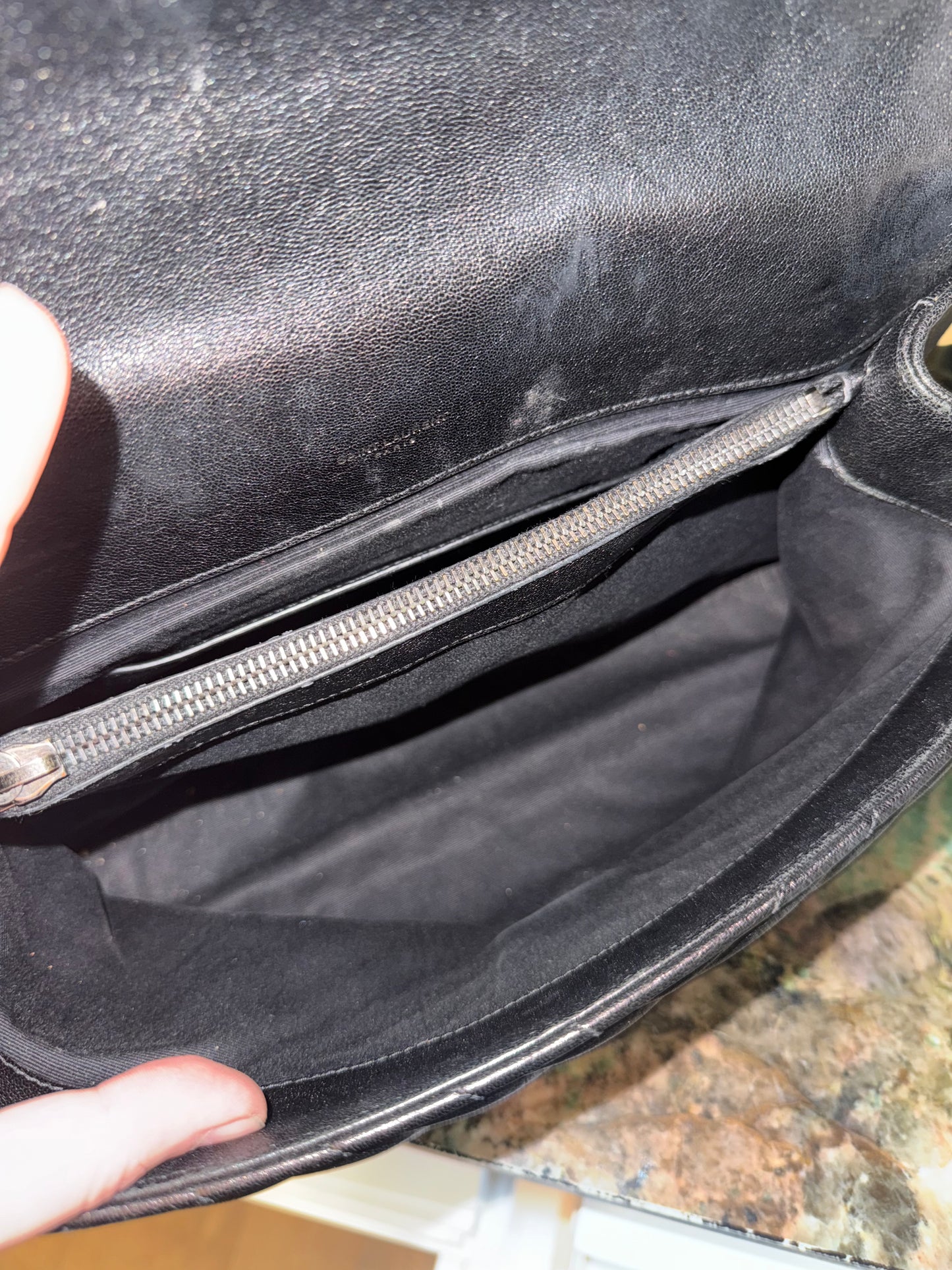 SAINT LAURENT BLACK LARGE COLLEGE SHOULDER BAG