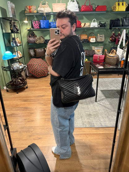 SAINT LAURENT BLACK LARGE COLLEGE SHOULDER BAG