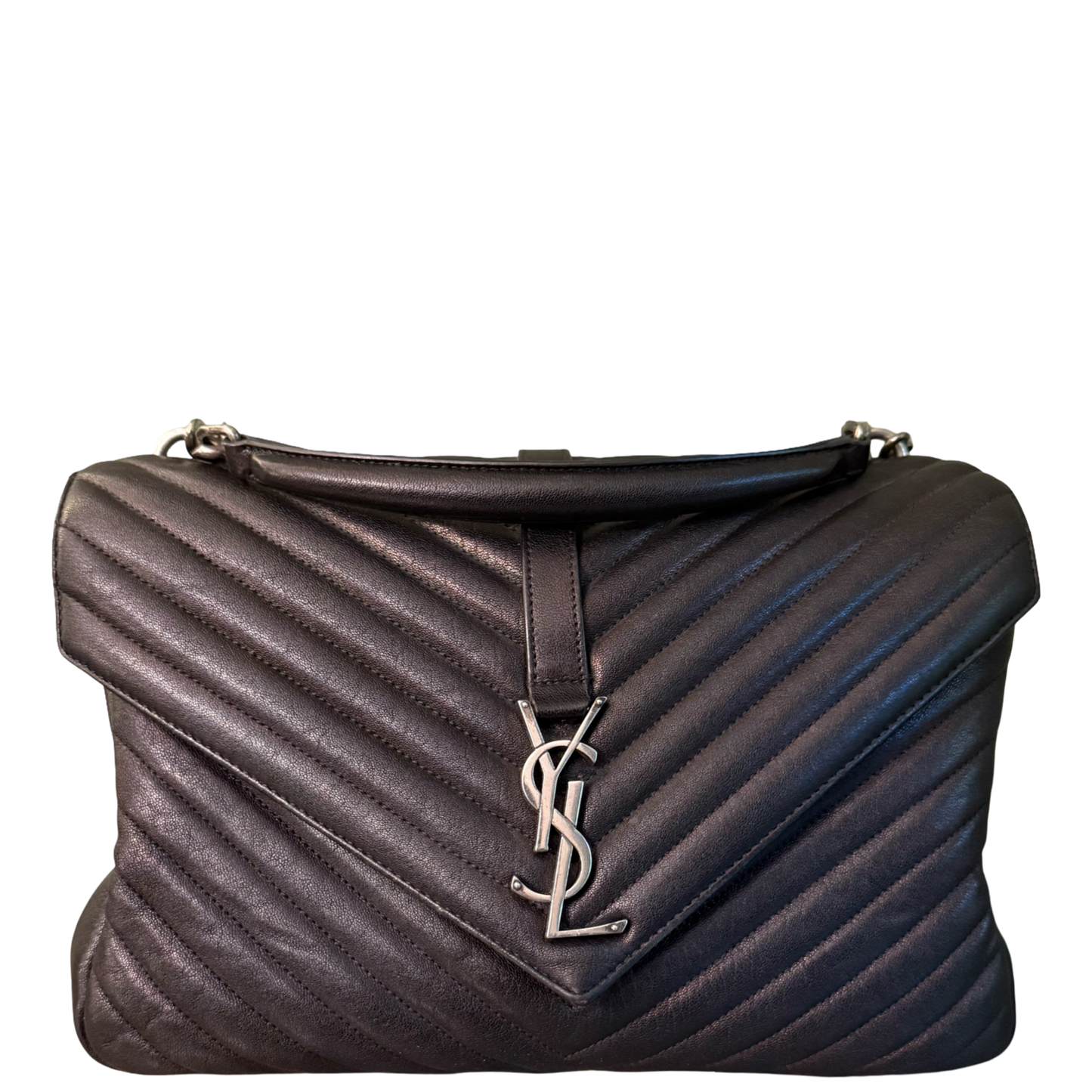 SAINT LAURENT BLACK LARGE COLLEGE SHOULDER BAG