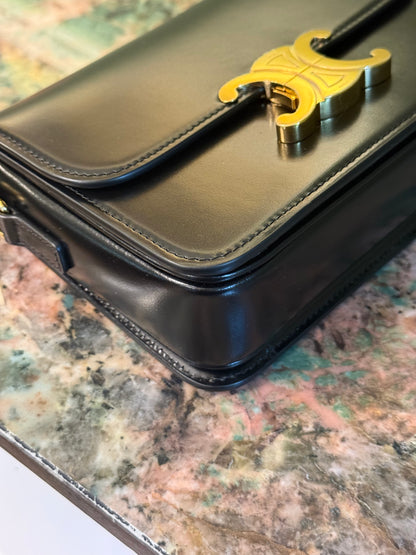 CELINE BLACK TEEN TRIOMPHE CROSSBODY BAG