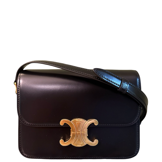 CELINE BLACK TEEN TRIOMPHE CROSSBODY BAG