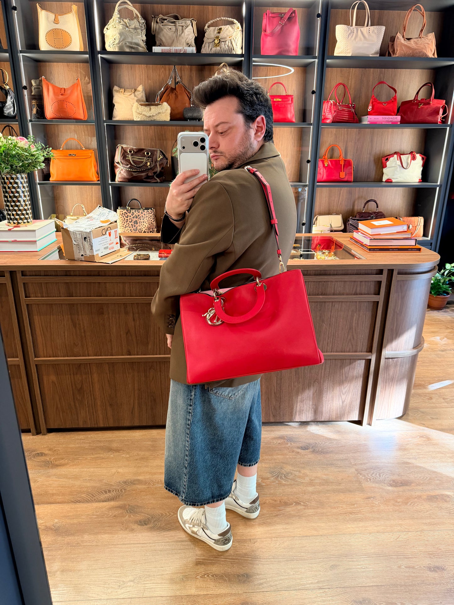 DIOR RED LARGE DIORISSIMO HANDBAG
