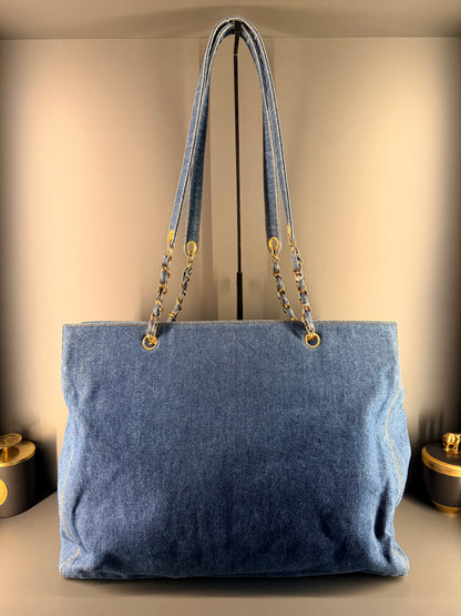 CHANEL BLUE DENIM XXL SHOPPER TOTE