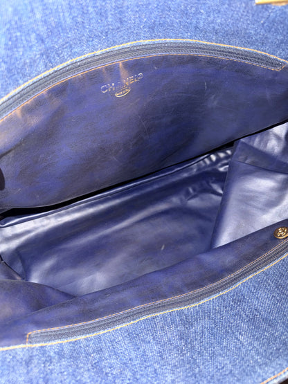 CHANEL BLUE DENIM XXL SHOPPER TOTE