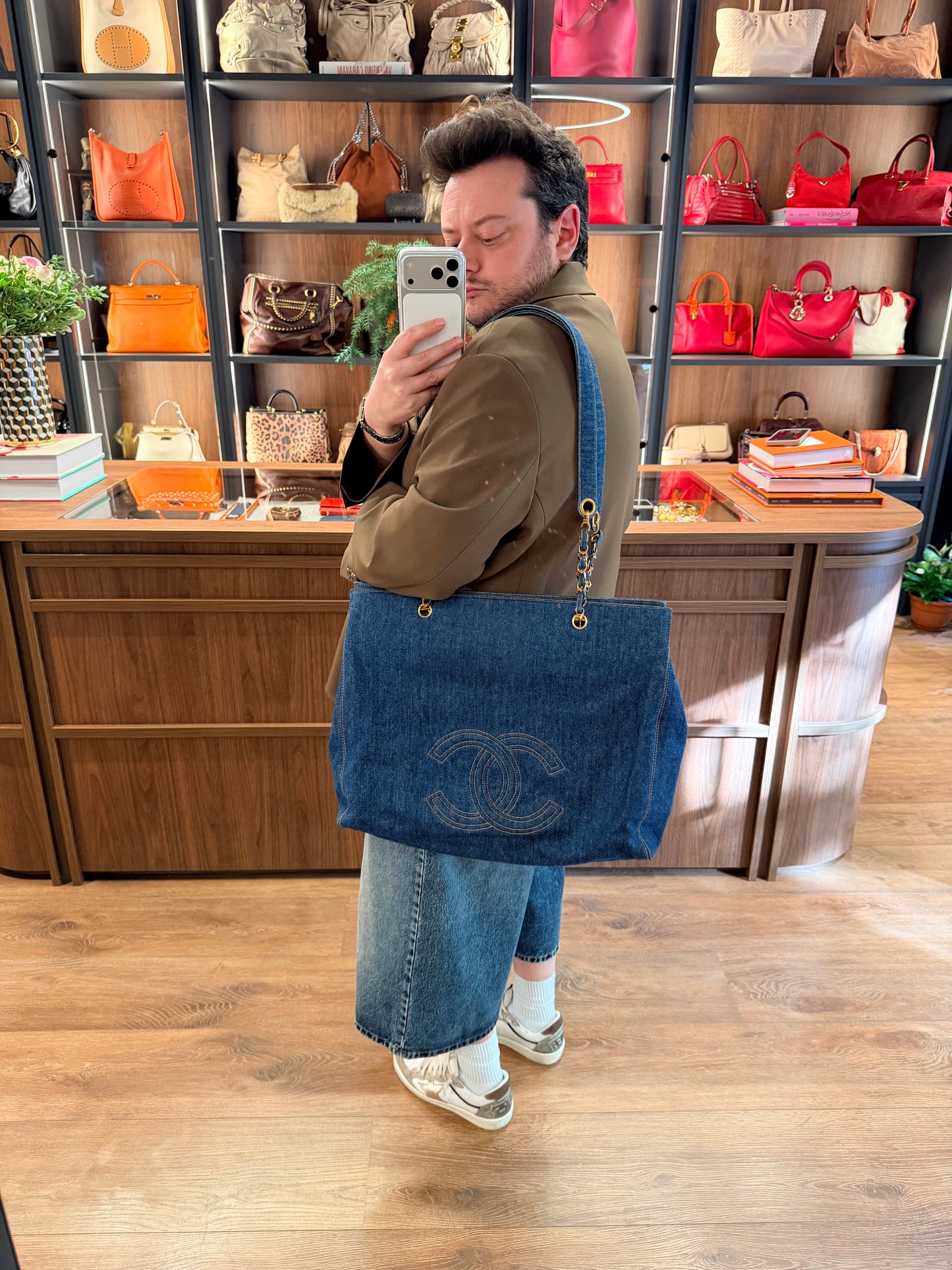 CHANEL BLUE DENIM XXL SHOPPER TOTE