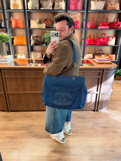 CHANEL BLUE DENIM XXL SHOPPER TOTE