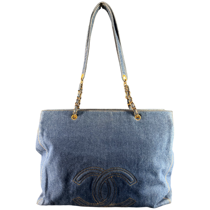 CHANEL BLUE DENIM XXL SHOPPER TOTE
