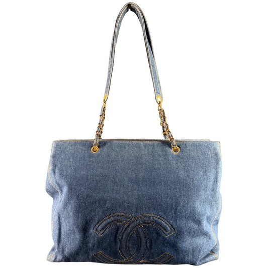CHANEL BLUE DENIM XXL SHOPPER TOTE