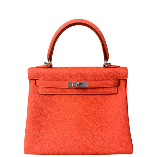 HERMÈS ORANGE TOGO KELLY 25 HANDBAG