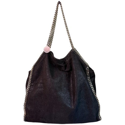 STELLA MCCARTNEY BLACK LARGE FALABELLA TOTE BAG